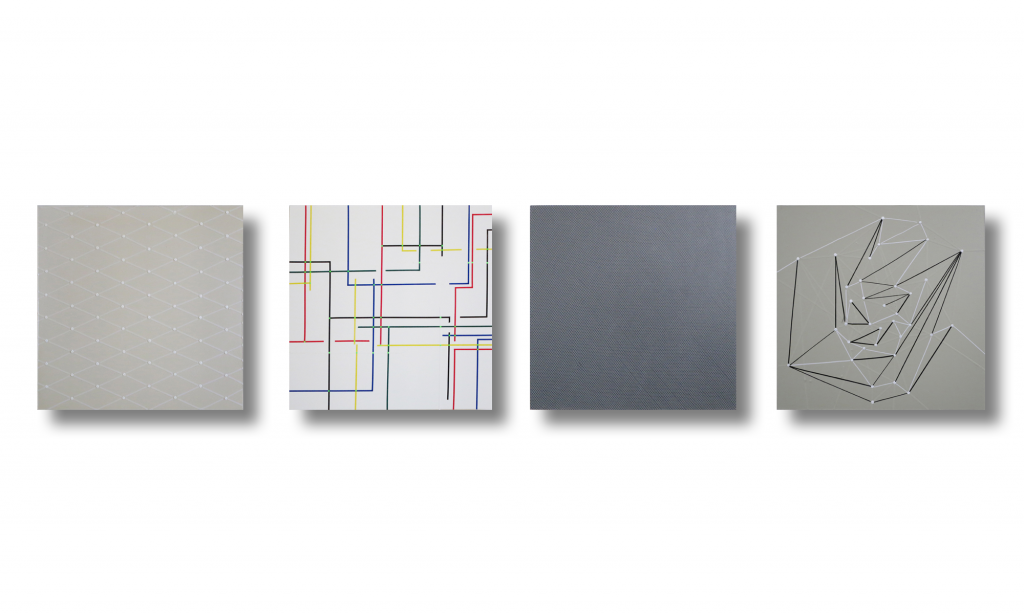 different ways of thinking - Studien  2024 | je 40x40 cm | Öl, Papier, Gewebe/Leinwand